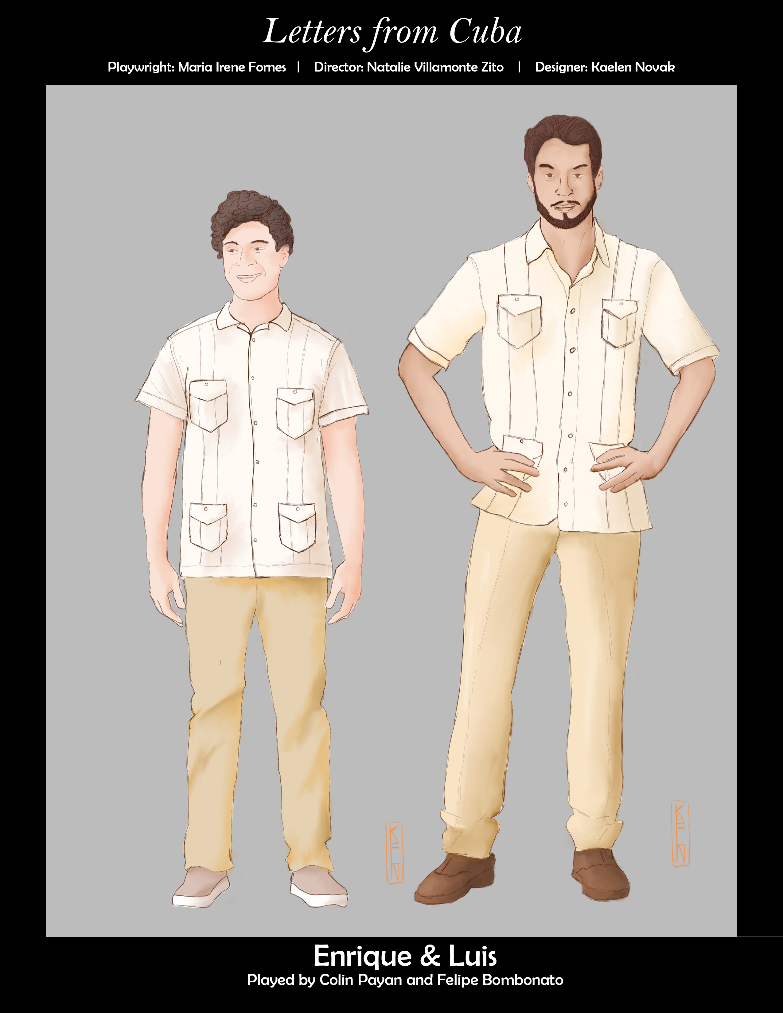 Costume renderings for Letters from Cuba.