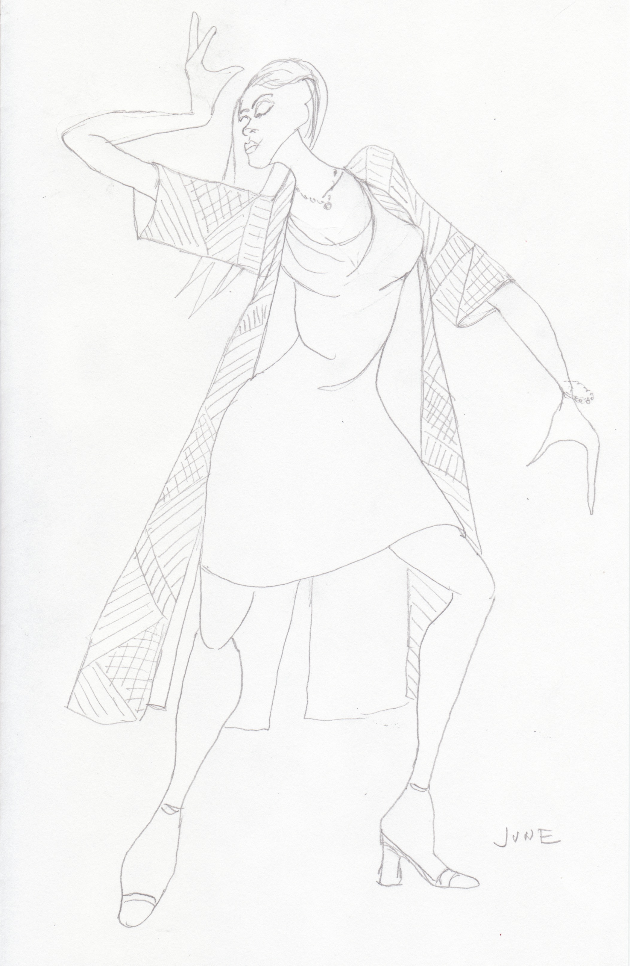 Costume sketch for June by Loyce Arthur.