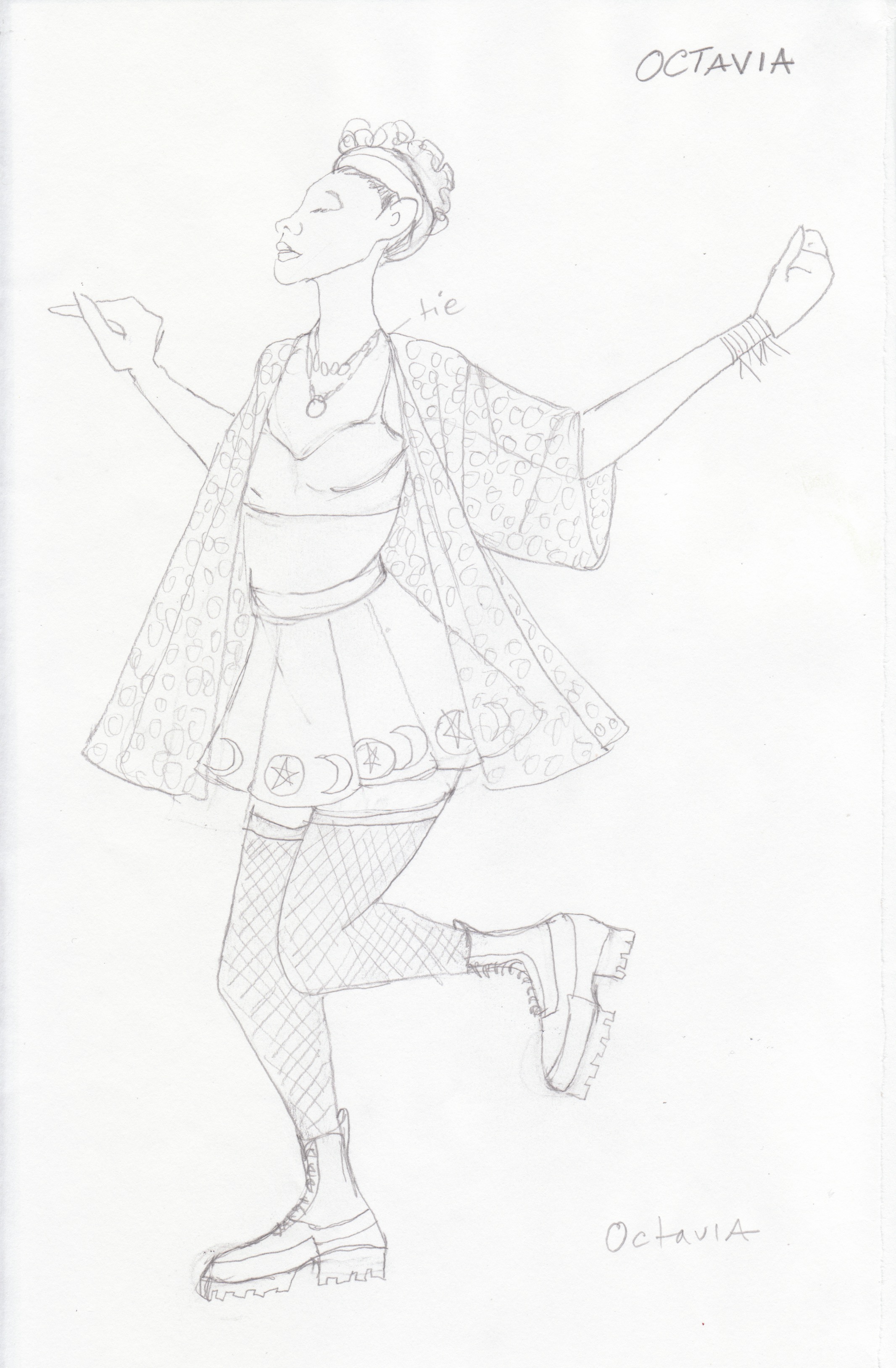 Costume sketch for Octavia by Loyce Arthur.
